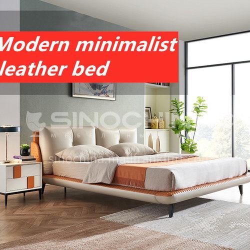 BC-2003 Russian imported larch + first-layer calf leather + solid wood steel frame + encrypted row skeleton + solid wood board + high-density sponge bag + light luxury bed with hardware feet